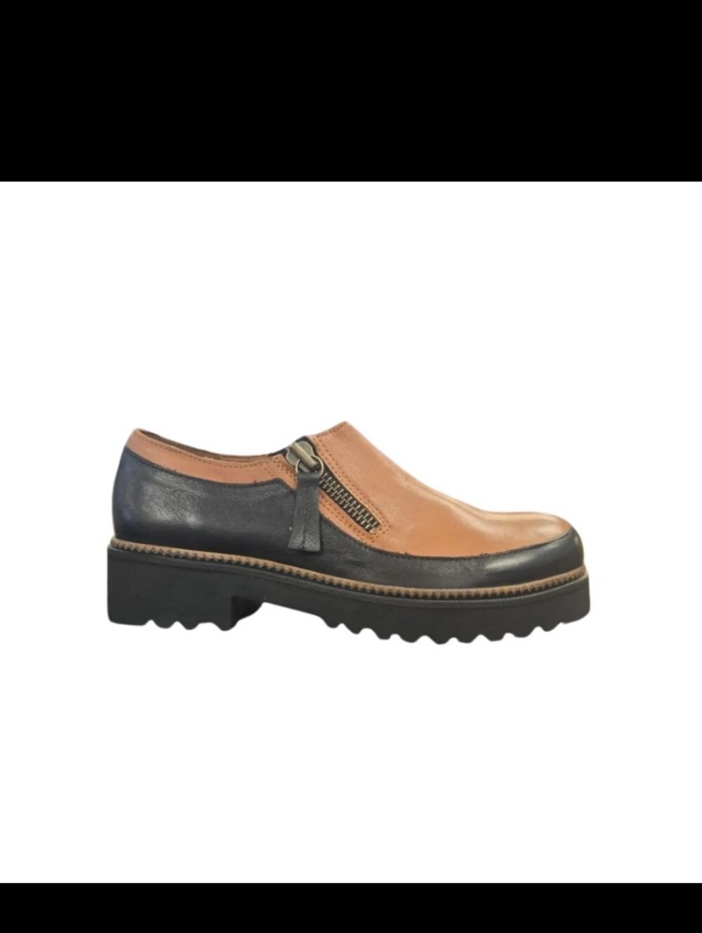 Bueno Amelia Womens Tan Leather Loafers Zip Up Casual Comfort Flats